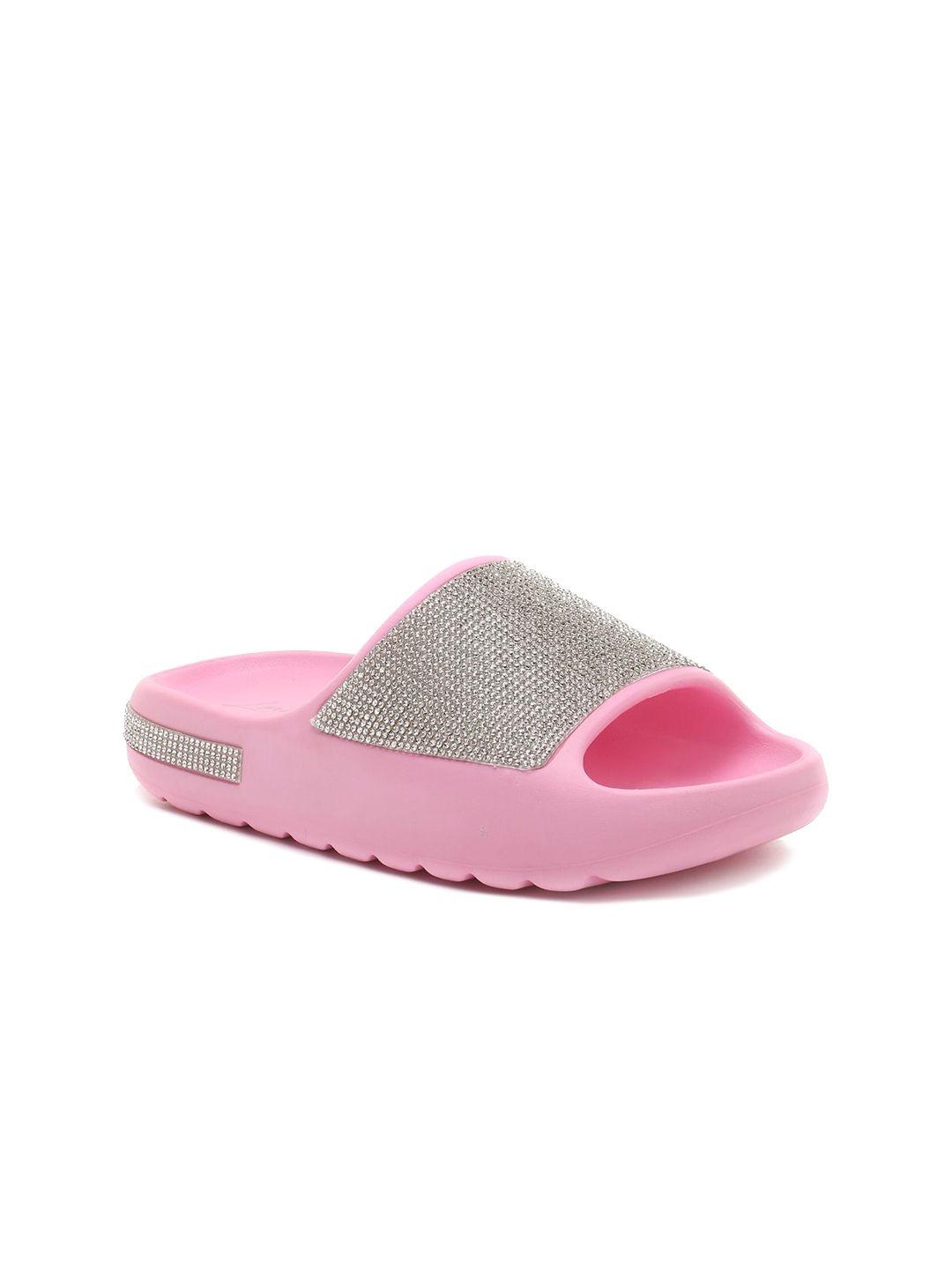 london rag pink embellished pool sliders