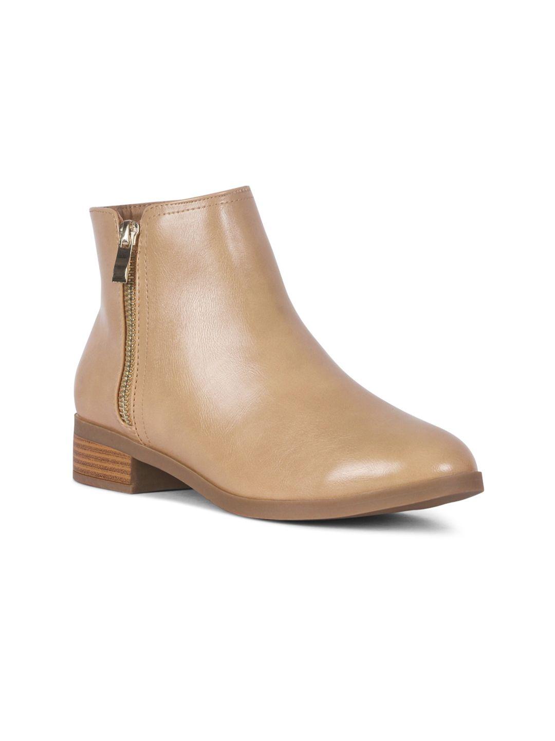 london rag tan brown block heeled boots