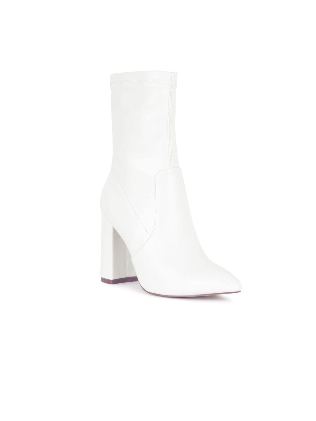 london rag white block heeled boots