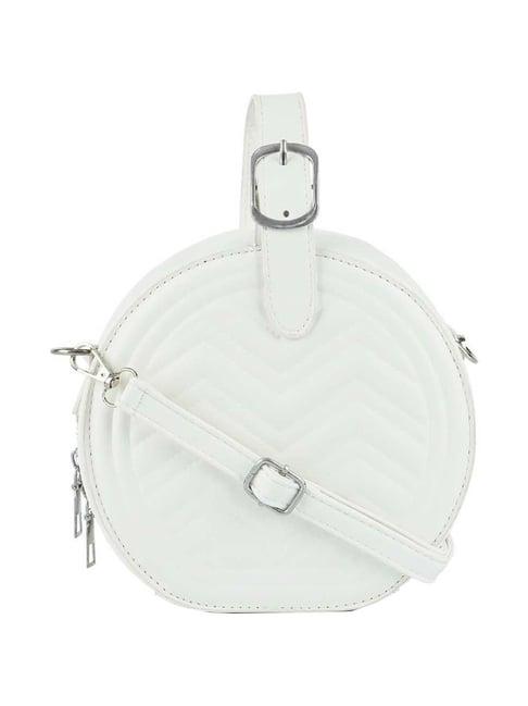 london rag white round quilted small sling handbag