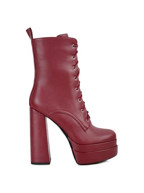 london rag women's burgundy derby boots