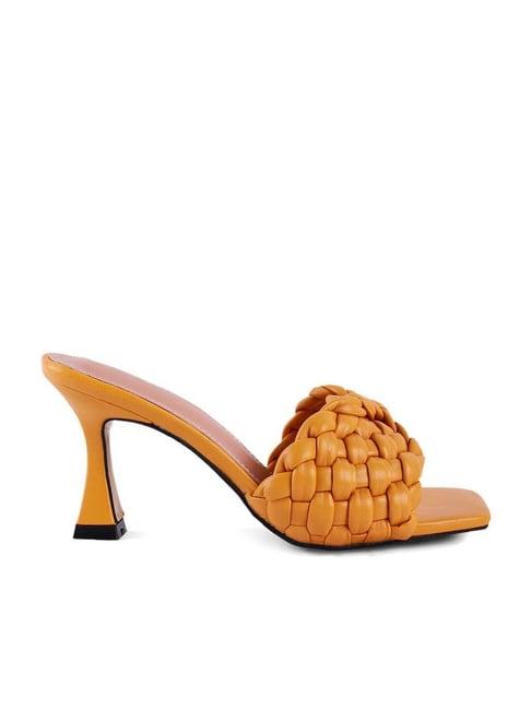 london rag women's woven strap mustard stilettos