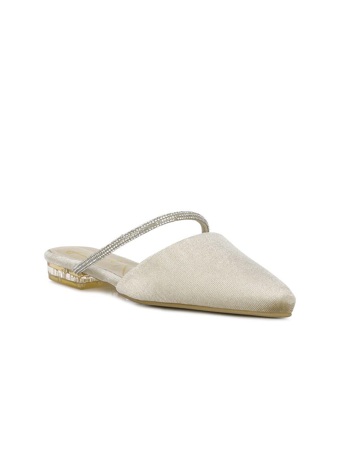 london rag women beige embellished mules flats