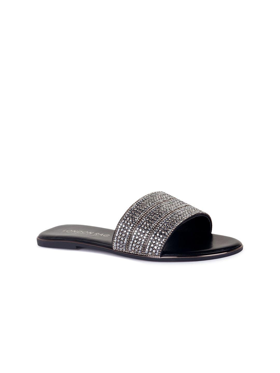 london rag women black embellished sliders