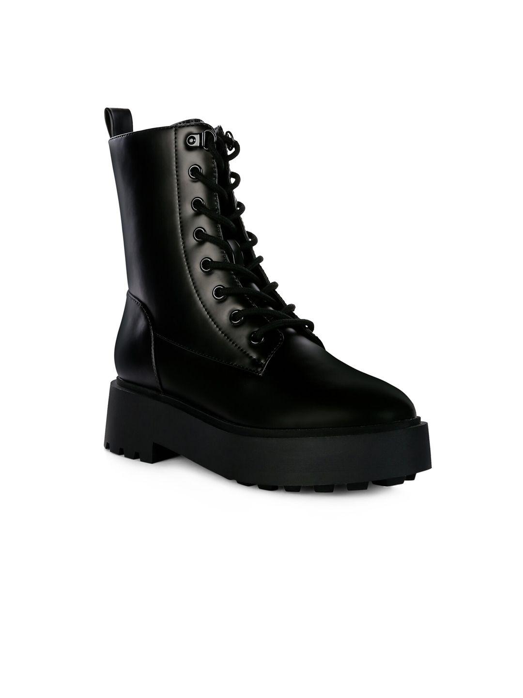 london rag women black solid biker boots