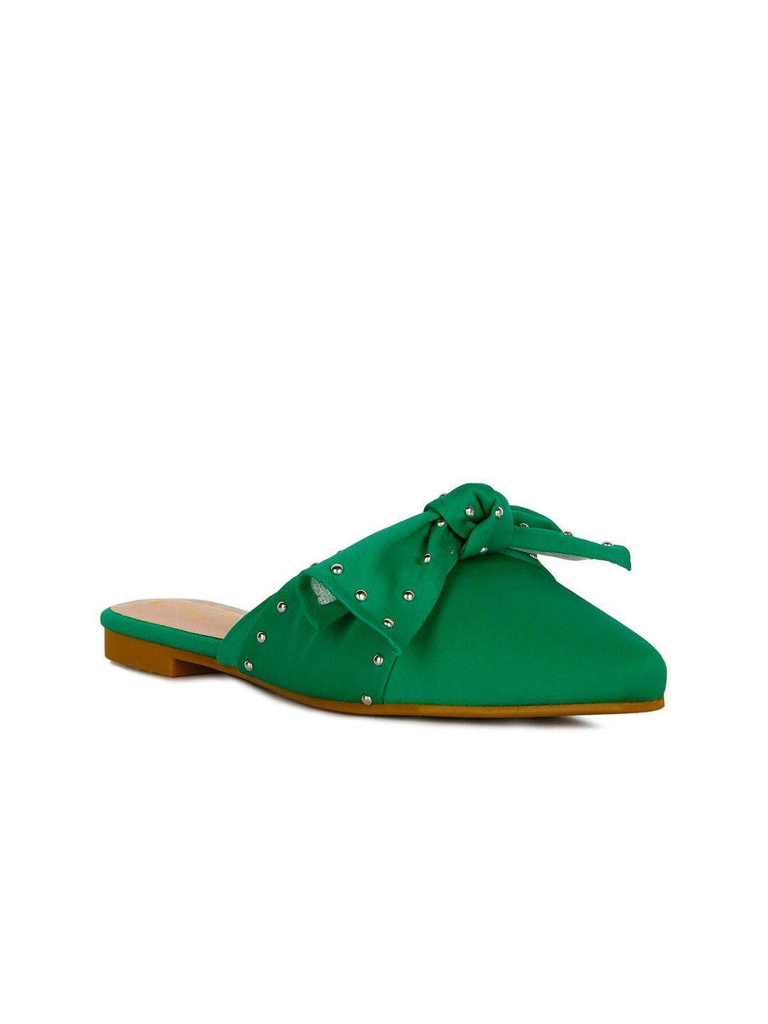 london rag women green embellished mules flats