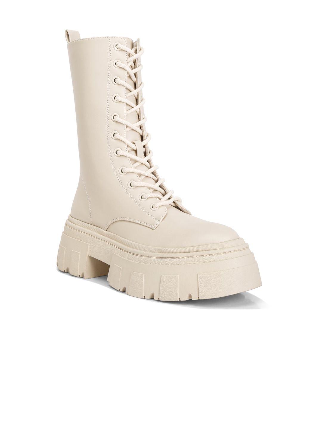 london rag women heeled mid-top combat chunky boots