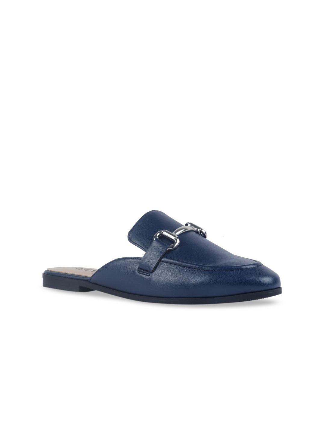 london rag women navy blue solid mules