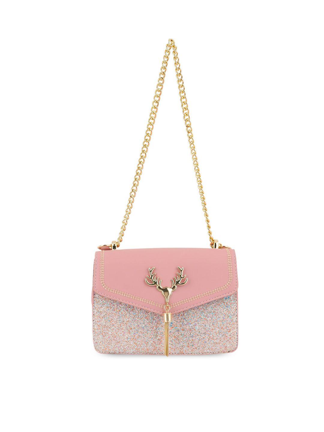 london rag women pink textured pu structured sling bag