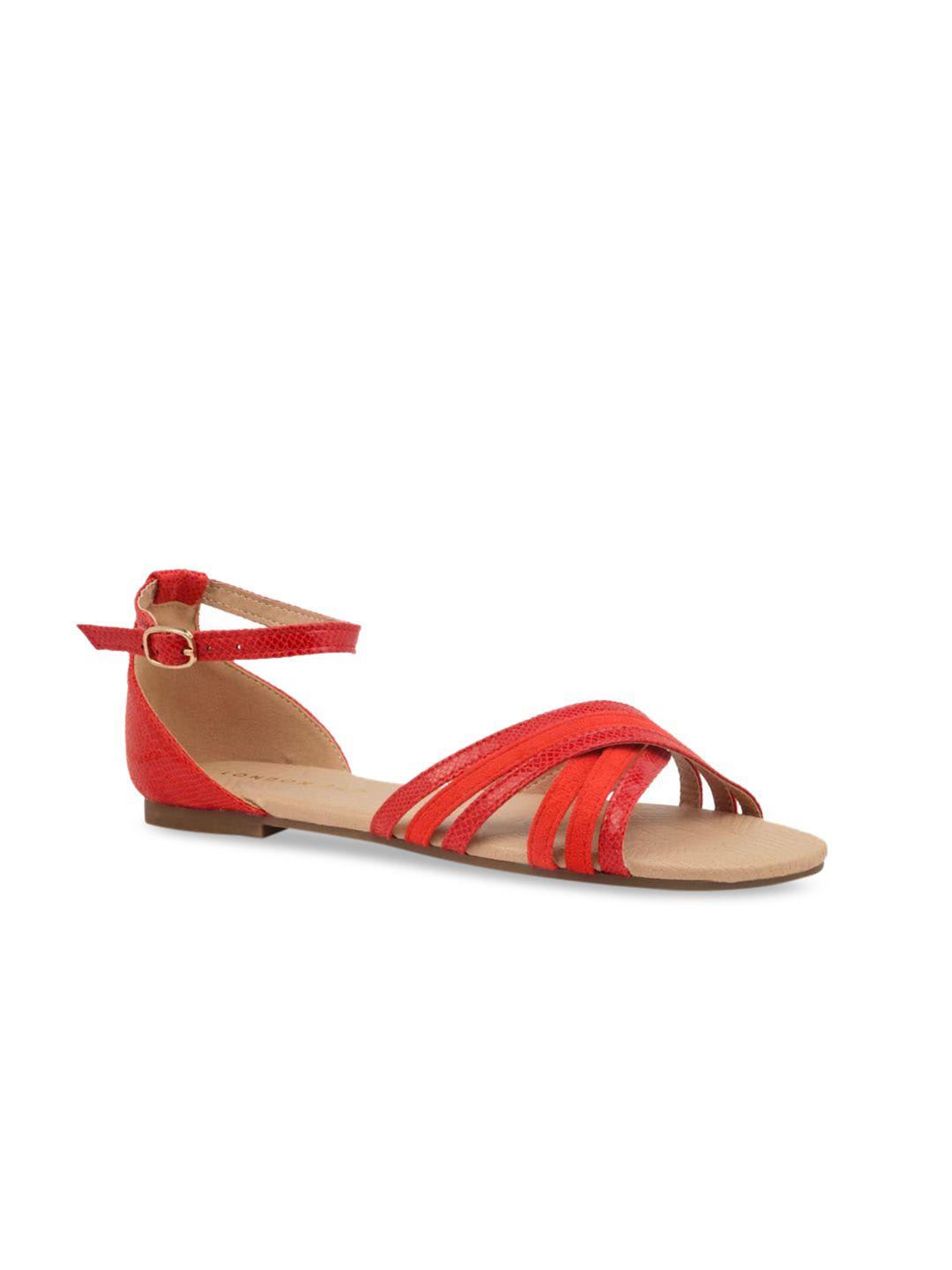 london rag women red solid open toe flats