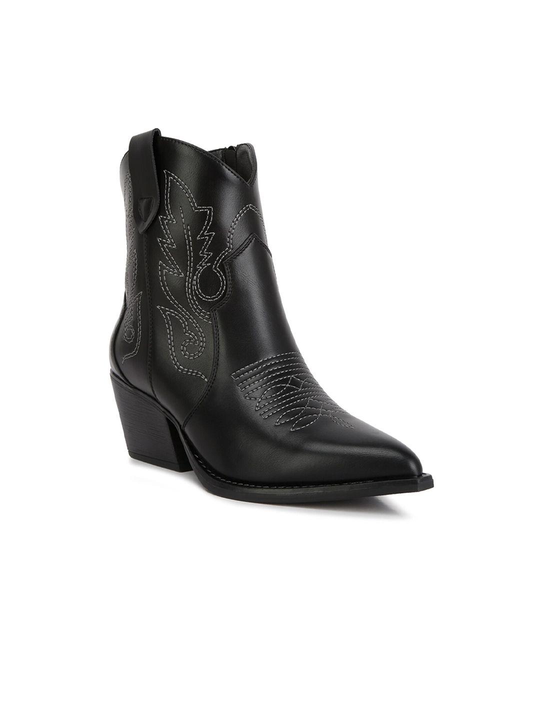 london rag women thread work detail block-heeled cowboy boots