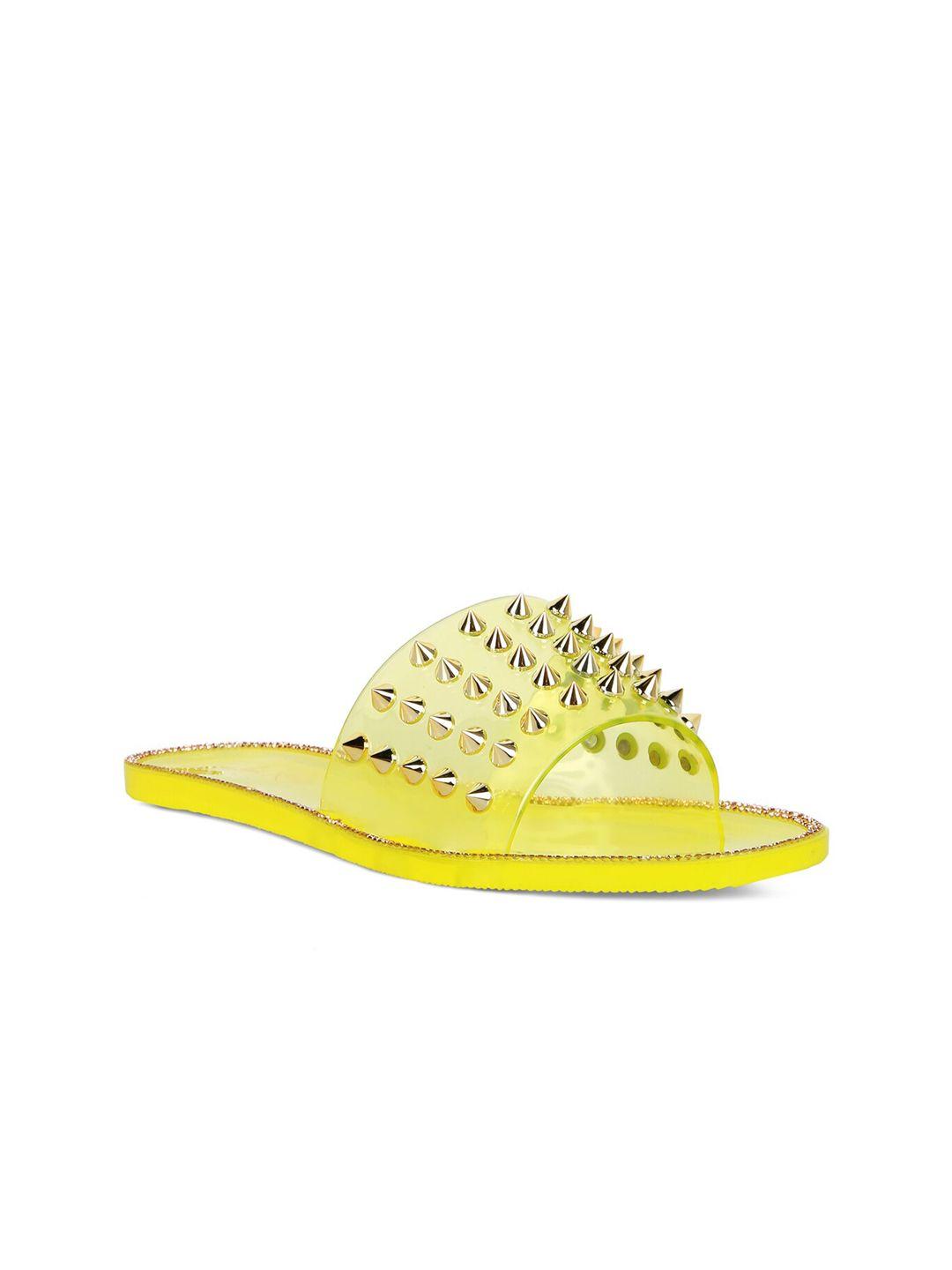 london rag women yellow embellished open toe flats