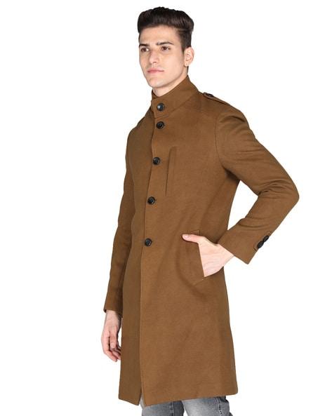 long coat with band collar