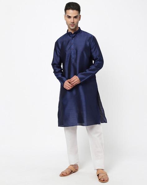 long kurta with band collar