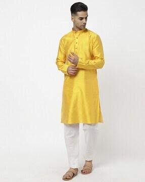 long kurta with band collar