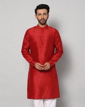 long kurta with band collar