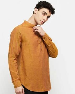 long kurta with button placket