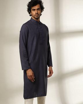 long kurta with embroidered yoke