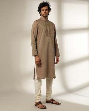 long kurta with embroidered yoke