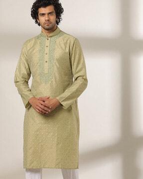 long kurta with embroidered yoke