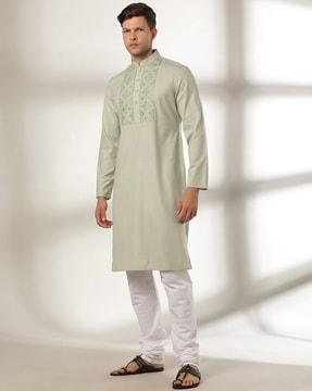 long kurta with embroidered yoke