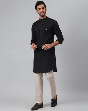 long kurta with flap pockets