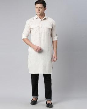 long kurta with flap pockets