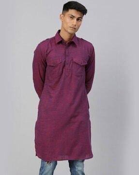 long kurta with flap pockets