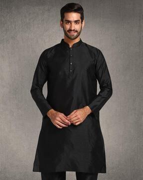 long kurta with mandarin-collar