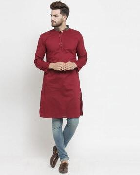 long kurta with mandarin collar