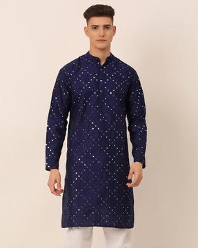 long kurta with mirror work