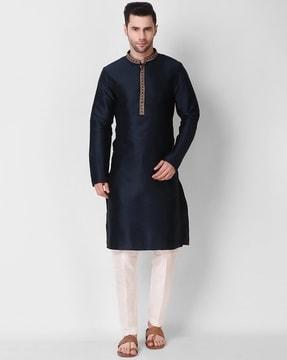 long kurta with neck embroidery