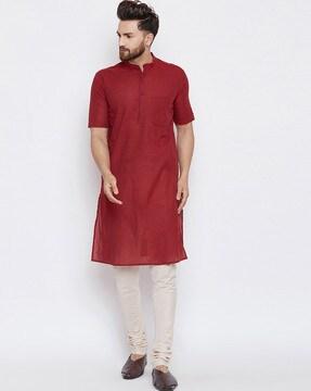 long kurta with patch pocket