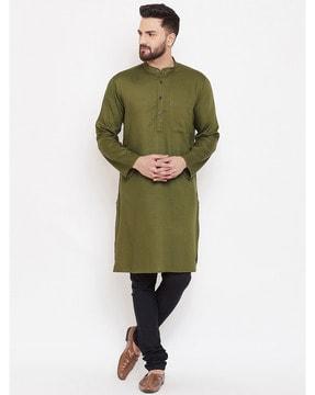 long kurta with patch pocket