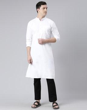 long kurta with patch pocket