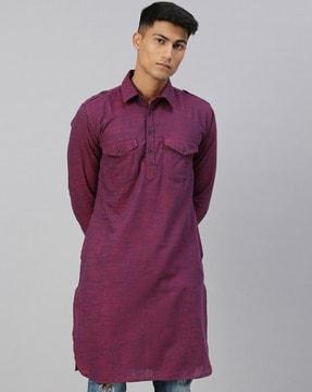 long kurta with patch pockets