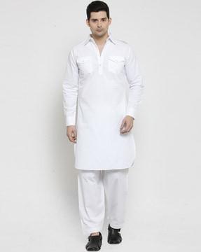 long kurta with patch pockets