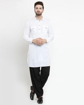 long kurta with patch pockets