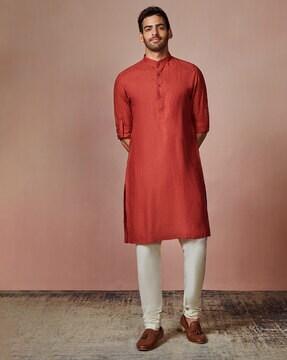 long kurta with roll-up sleeves