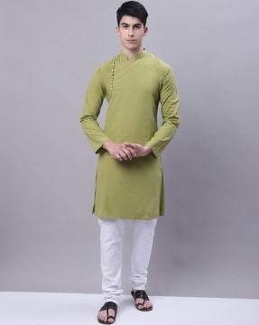 long kurta with side button-loop closure