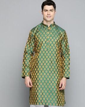 long kurta with woven motifs