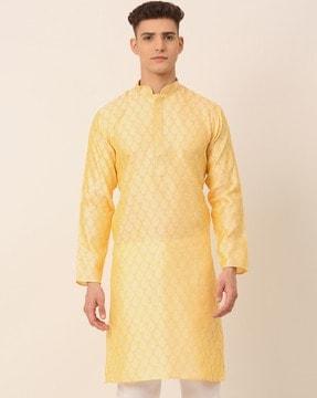 long kurta with woven motifs