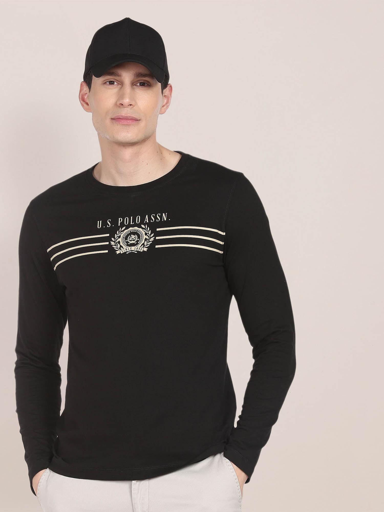 long sleeve brand print cotton t-shirt