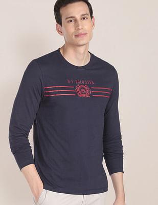 long sleeve brand print cotton t-shirt