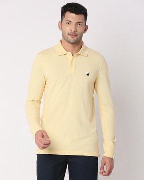 long-sleeve core pique slim fit polo t-shirt