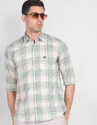 long sleeve plaid check cotton shirt