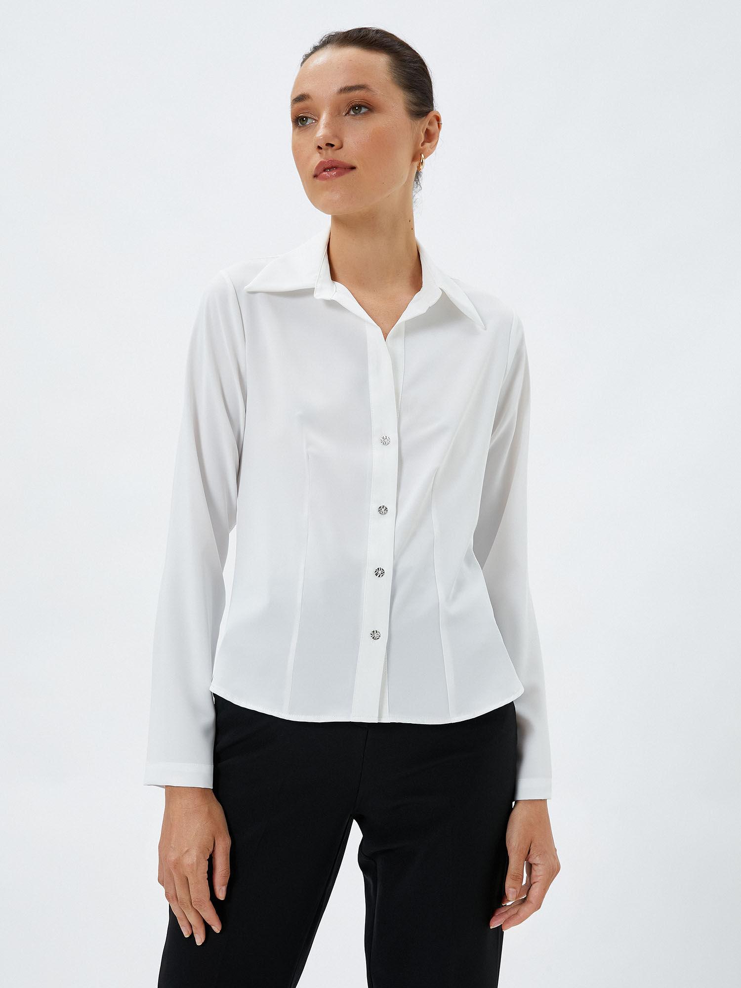 long sleeve shirt ribbed buttons classic collar