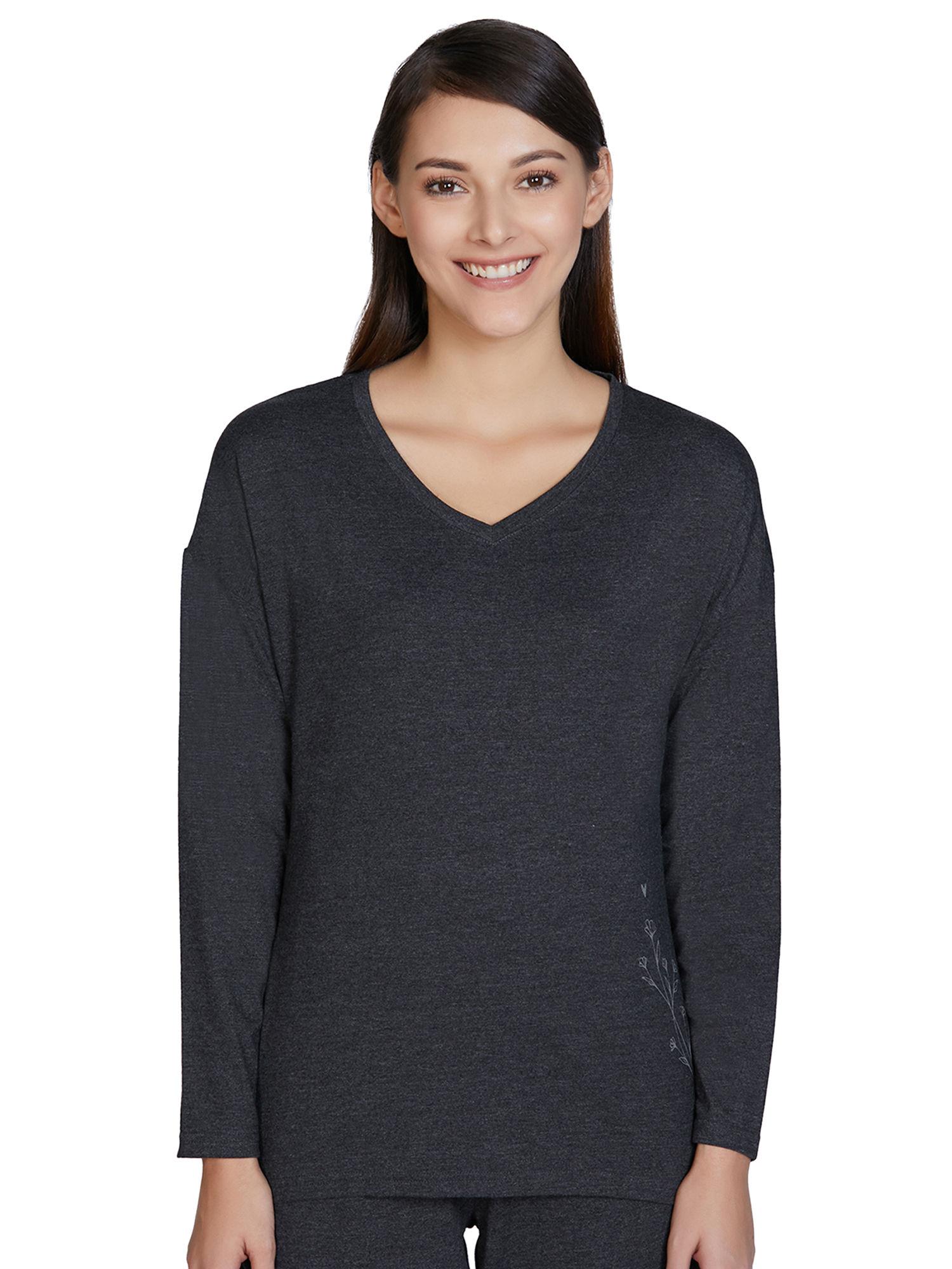 long sleeve sleep t-shirt - charcoal