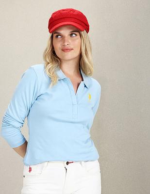 long sleeve solid polo shirt