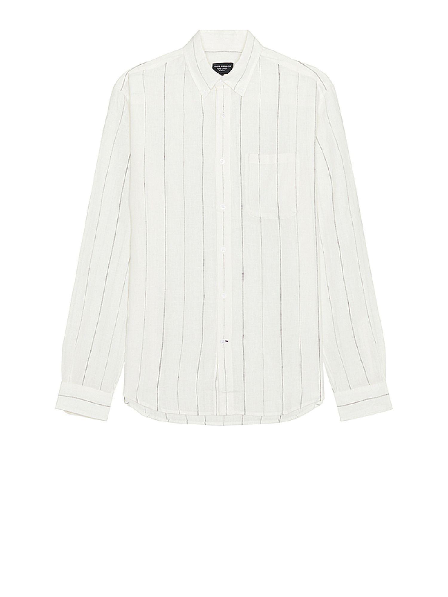 long sleeve wide stripe linen shirt